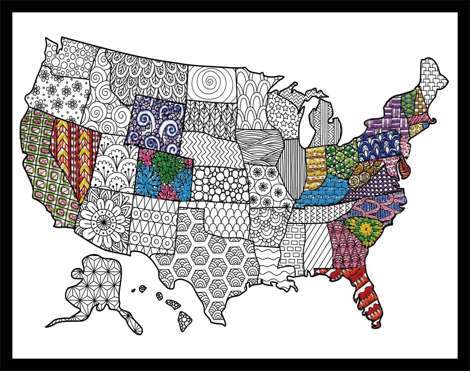 USA Map Zenbroidery Stamped Embroidery Kit